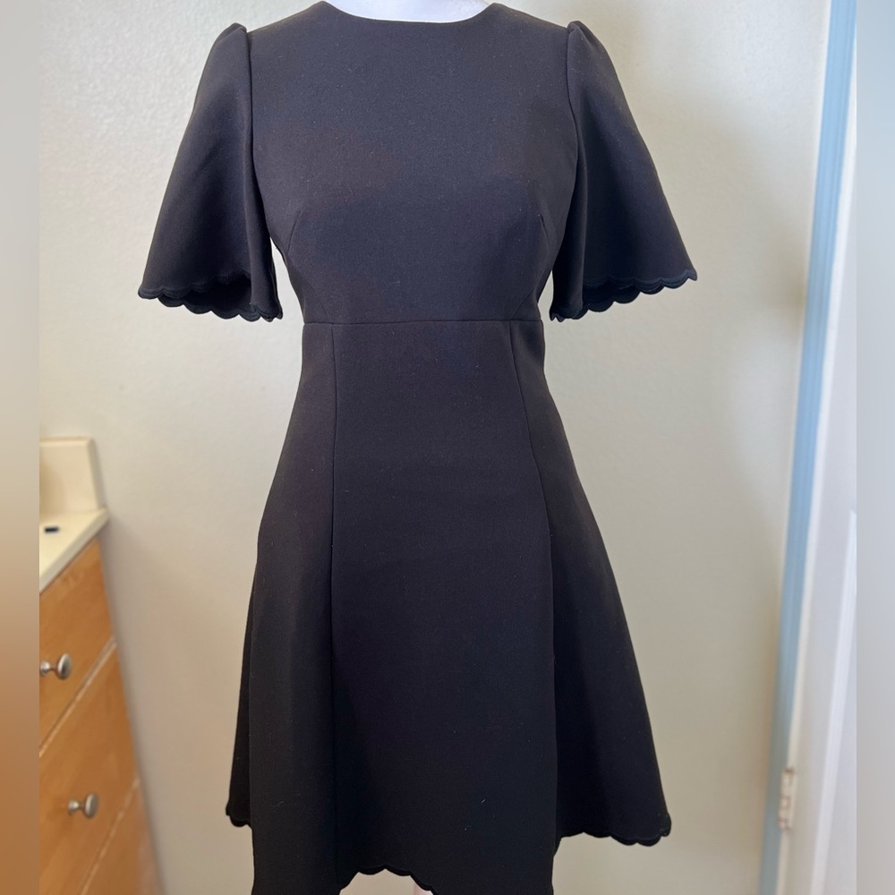 Kate Spade Black Mini Dress with Scalloped Trim